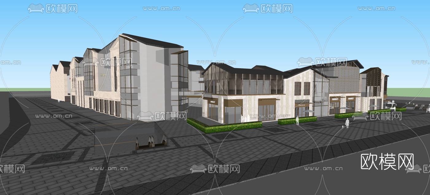 现代商业街su模型下载（渲染图8）