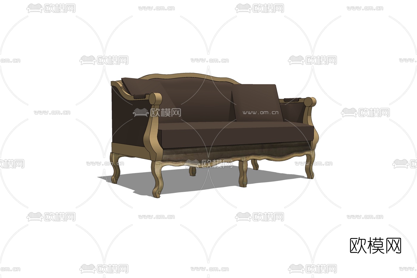简欧布艺多人沙发免费su模型下载