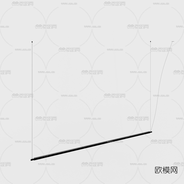 现代条形办公吊灯免费3d模型下载