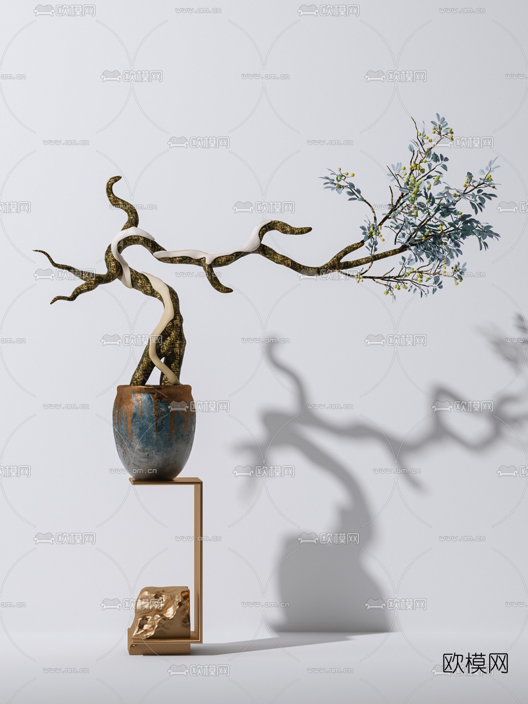 新中式盆景盆栽3d模型下载