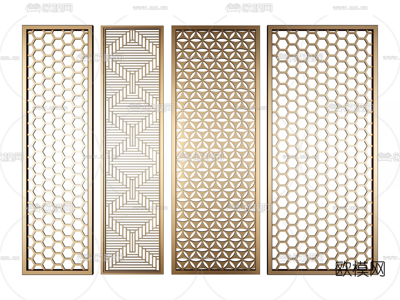 现代金属屏风隔断3d模型下载