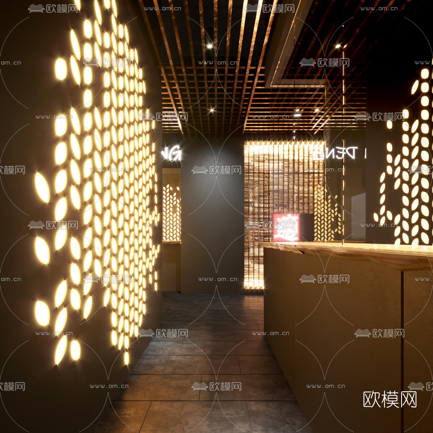 工业风面馆餐厅3d模型