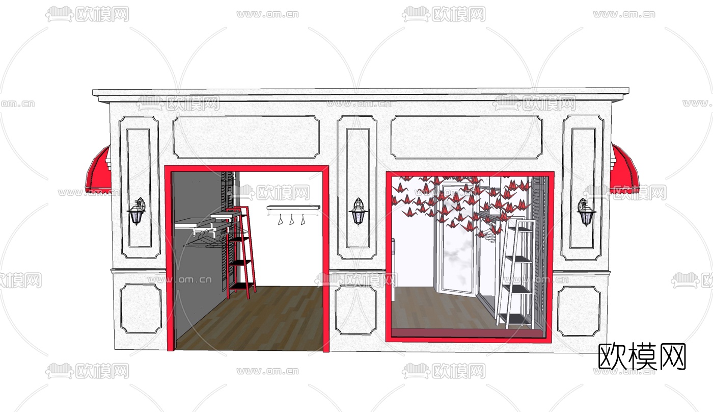 现代服装店免费su模型下载
