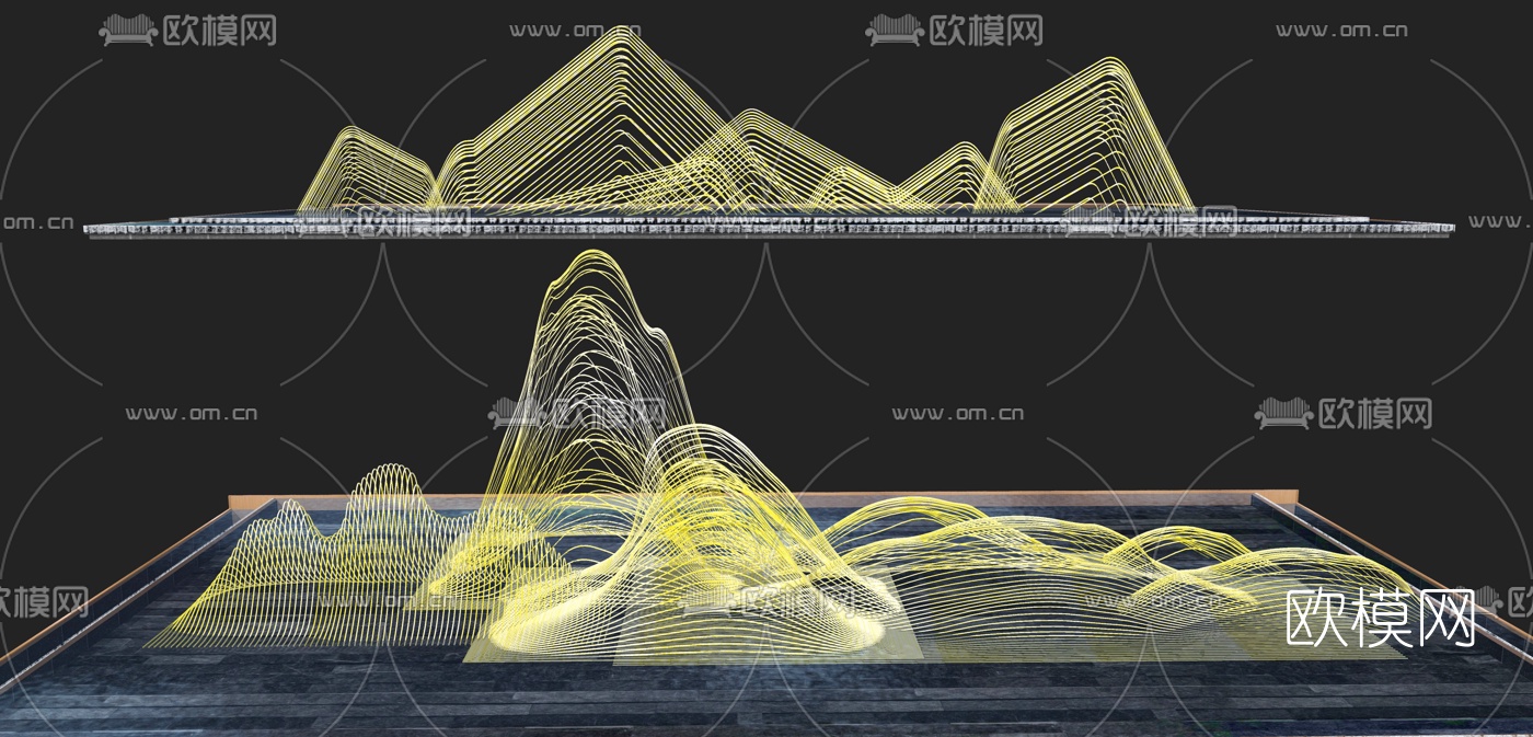 现代镂空山头雕塑小品su模型
