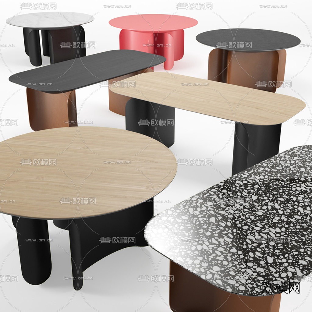 现代圆形简易茶几3d模型