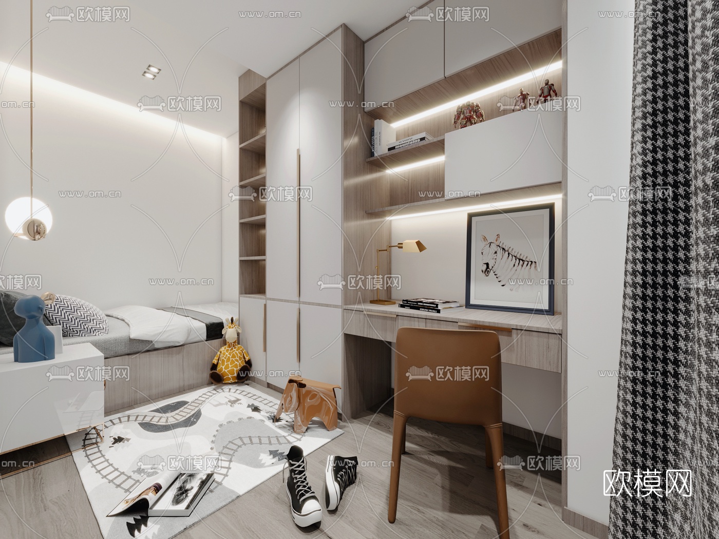 北欧榻榻米卧室3d模型