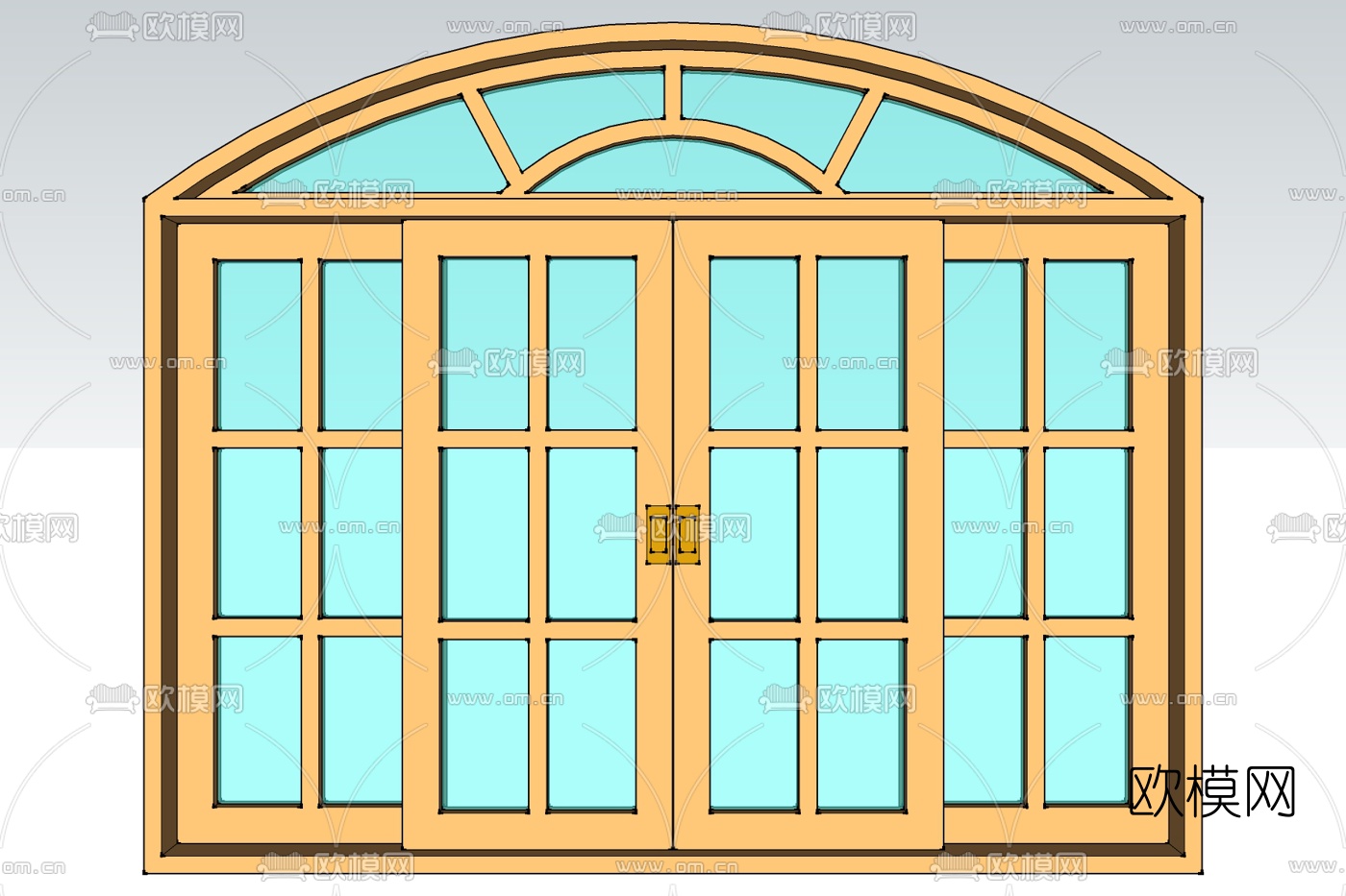 欧式玻璃推拉门免费su模型下载