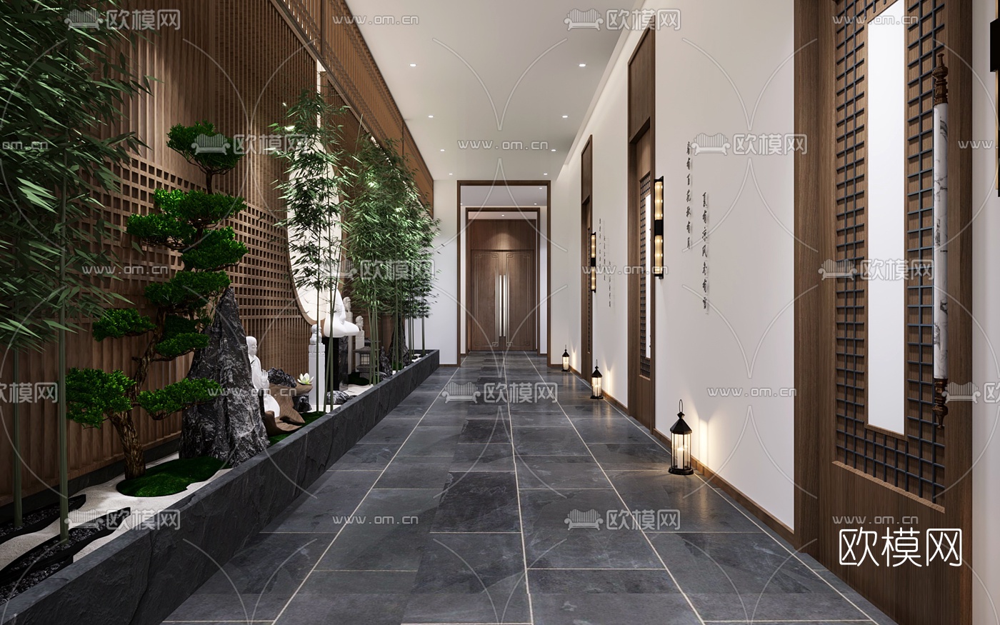 新中式SPA会所前台茶室3d模型