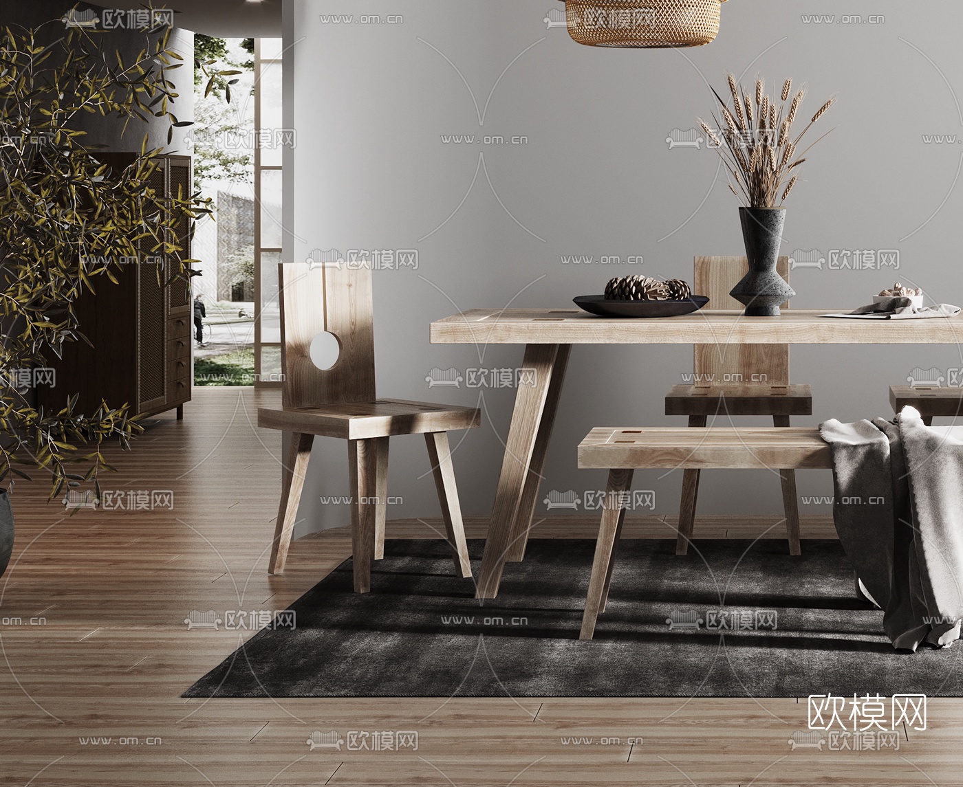 自然风餐厅3d模型下载（渲染图4）