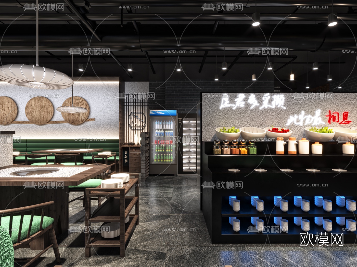 工业风火锅店3d模型