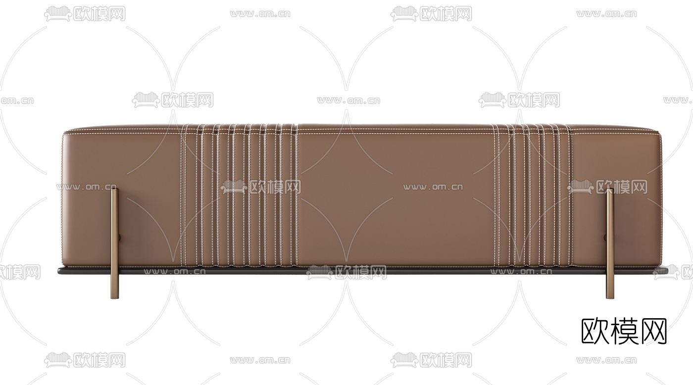 现代布艺皮革床尾凳3d模型下载（渲染图3）