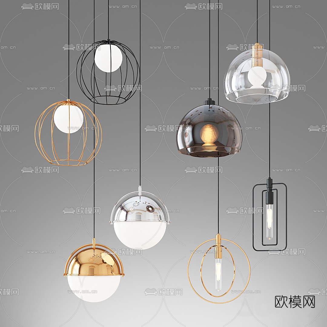 现代时尚玻璃吊灯3d模型
