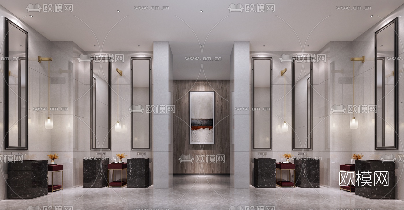 新中式酒店卫生间3d模型下载