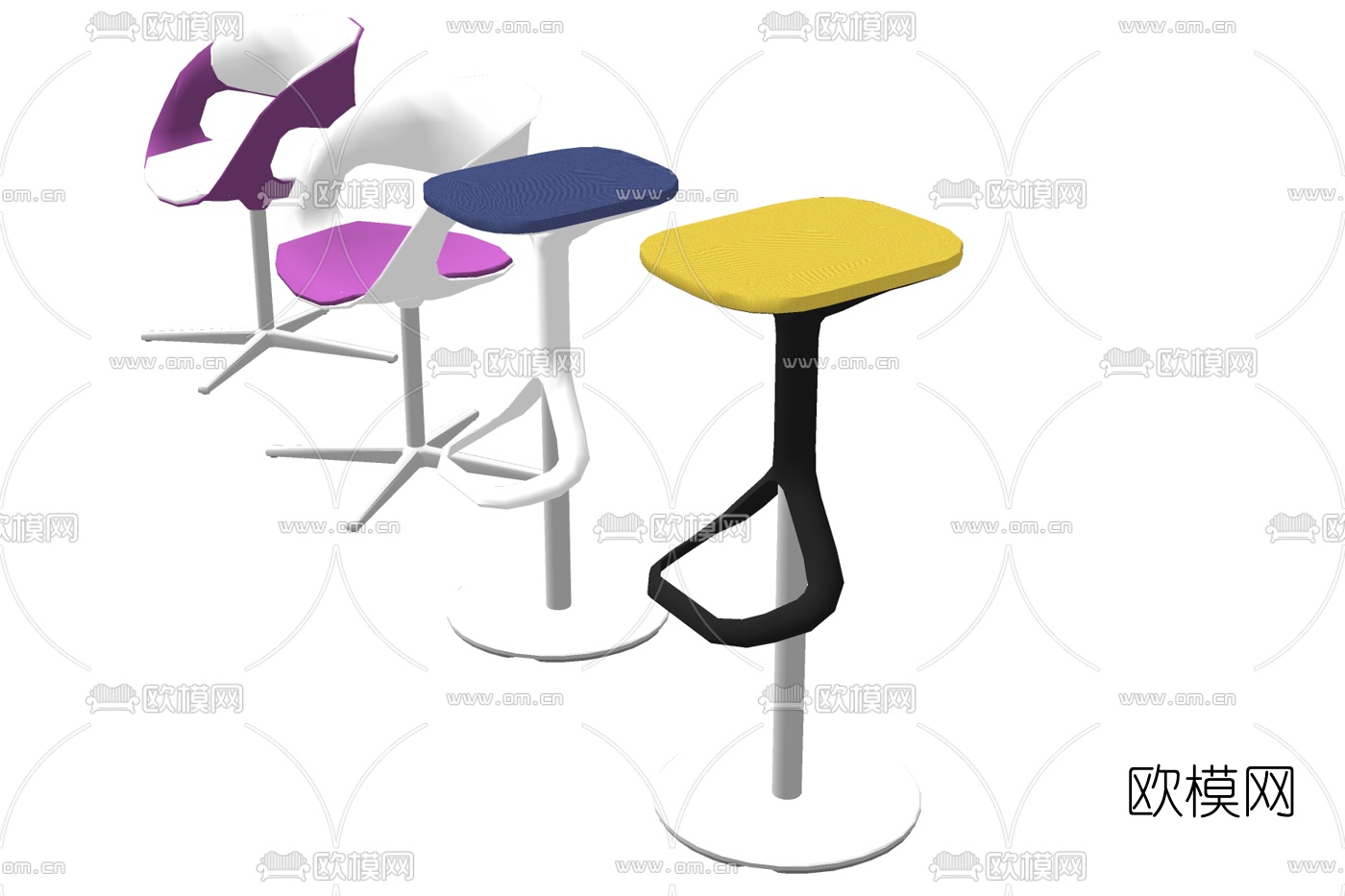 现代吧台椅免费su模型下载