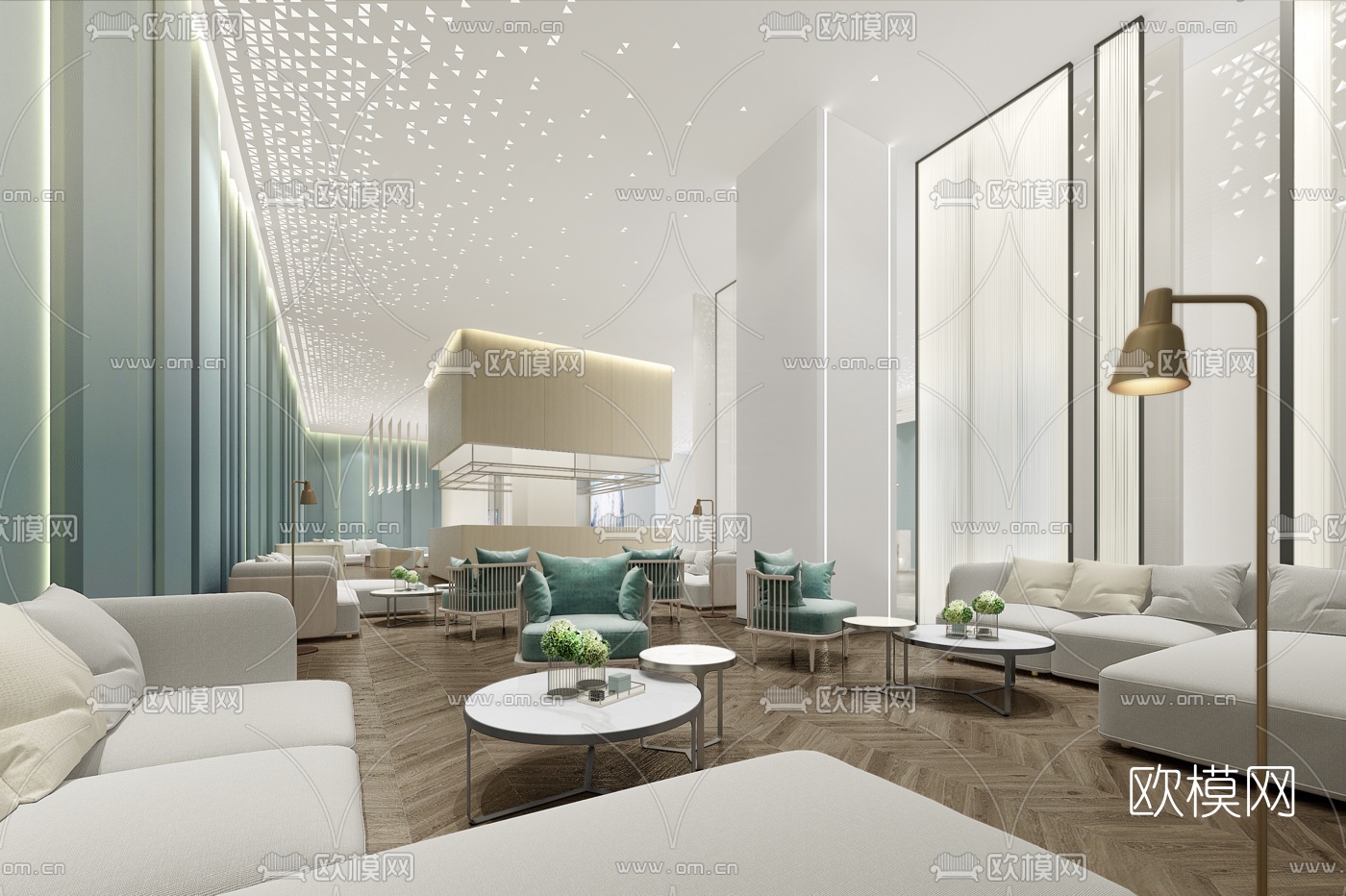 现代轻奢办公接待室3d模型下载（渲染图1）