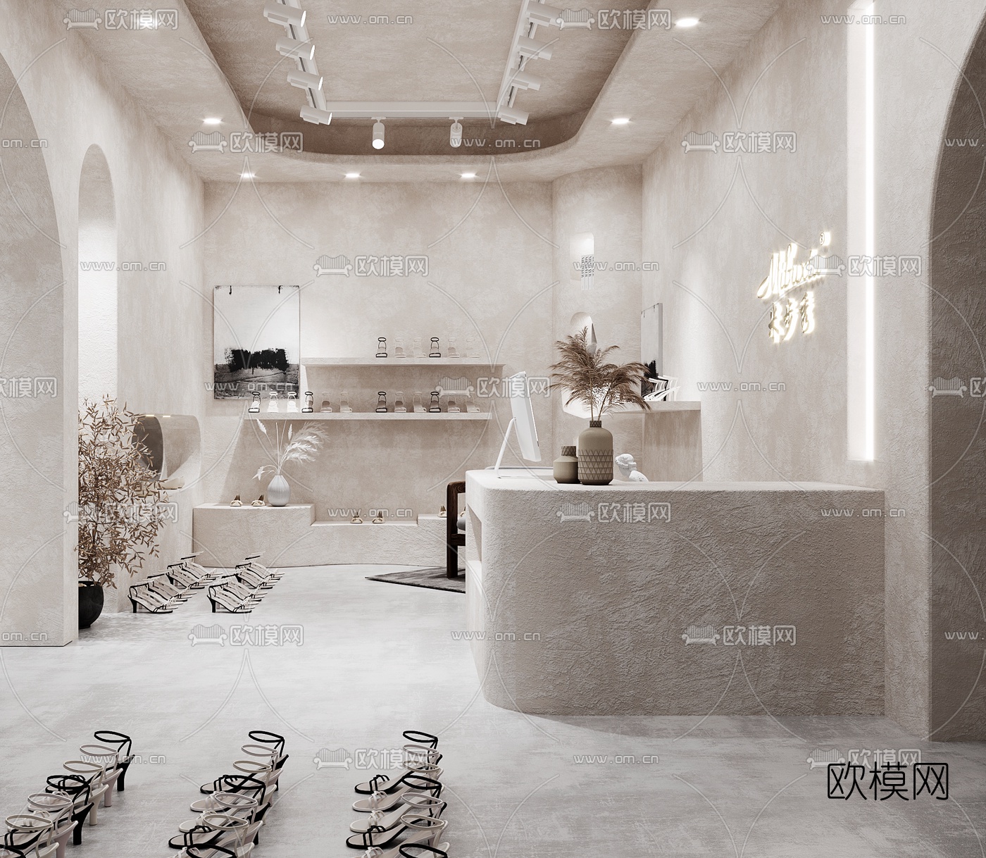 现代精品高跟鞋鞋店3d模型