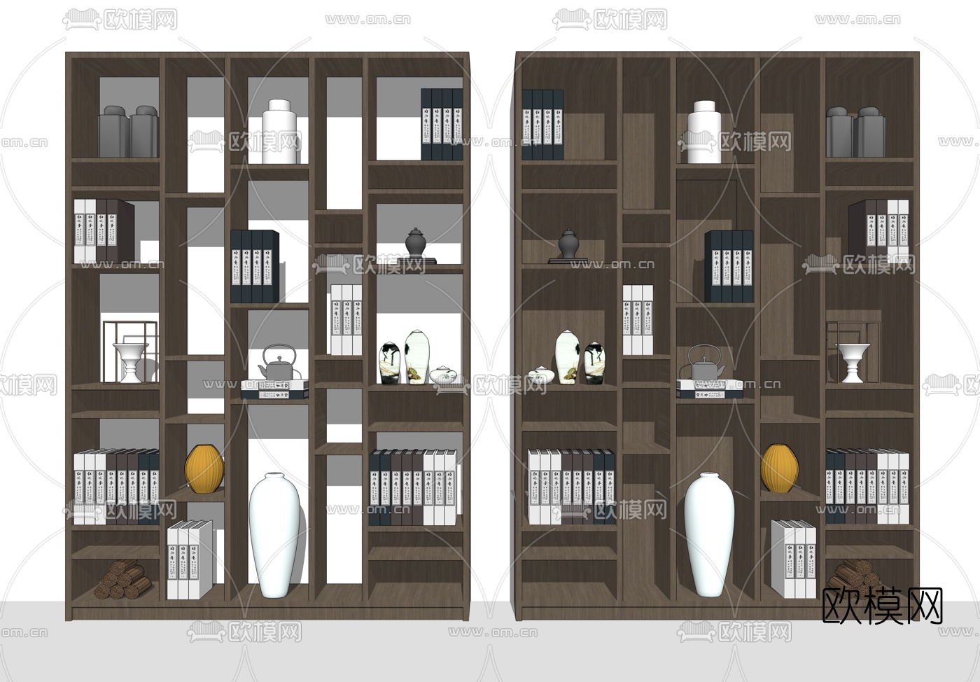 中式实木装饰柜su模型下载