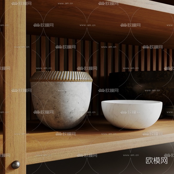 自然风原木餐边柜3d模型下载(渲染图8)