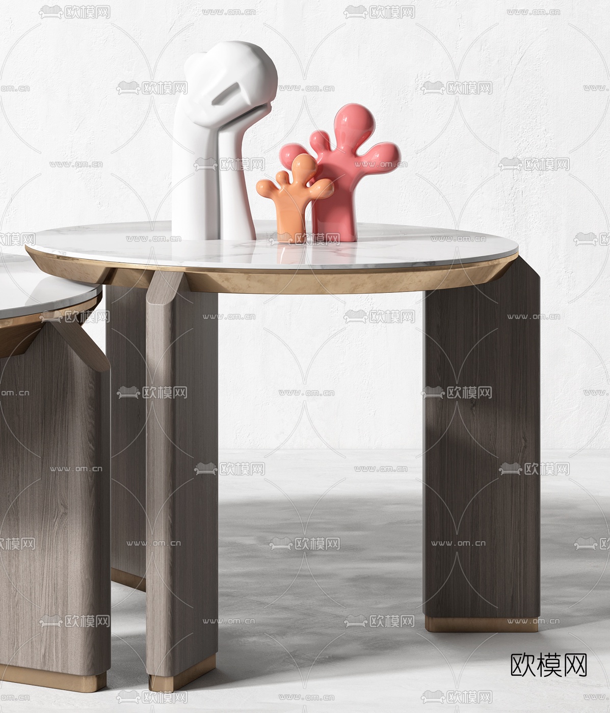现代大理石茶几边几3d模型