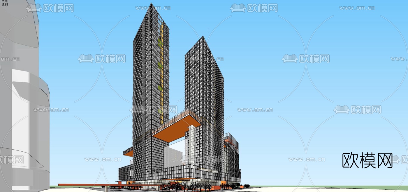 现代商业综合体鸟瞰su模型