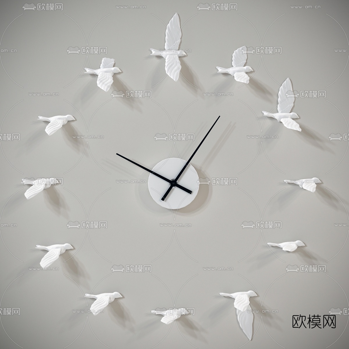 现代飞鸟装饰挂钟3d模型下载