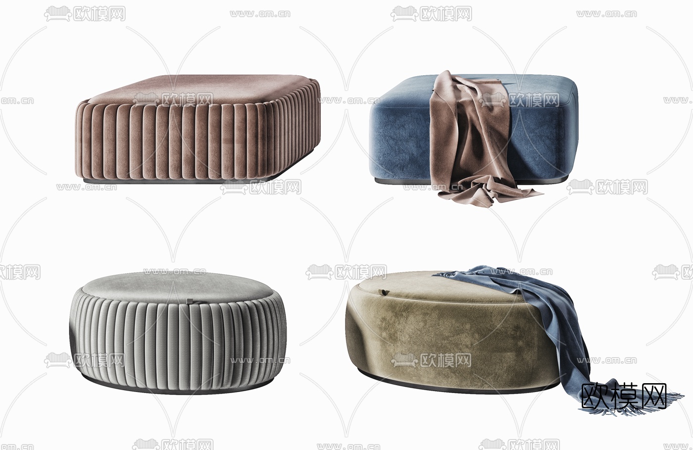 现代布艺沙发凳3d模型下载