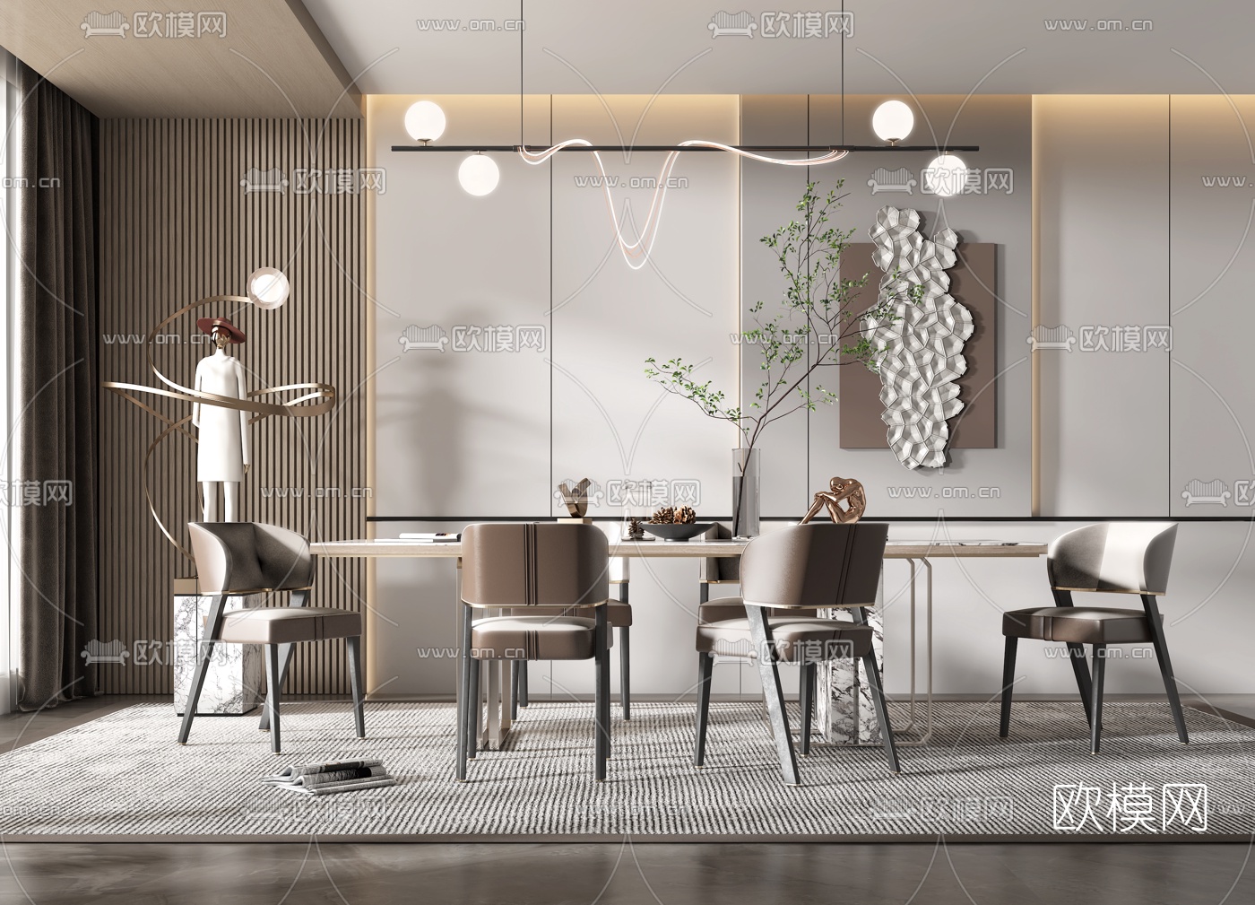 现代条形餐厅3d模型