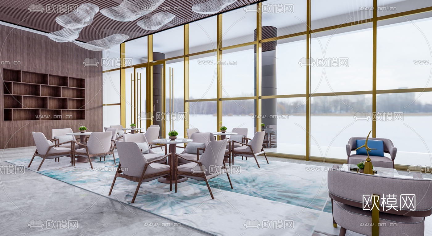 现代售楼处大厅su模型下载