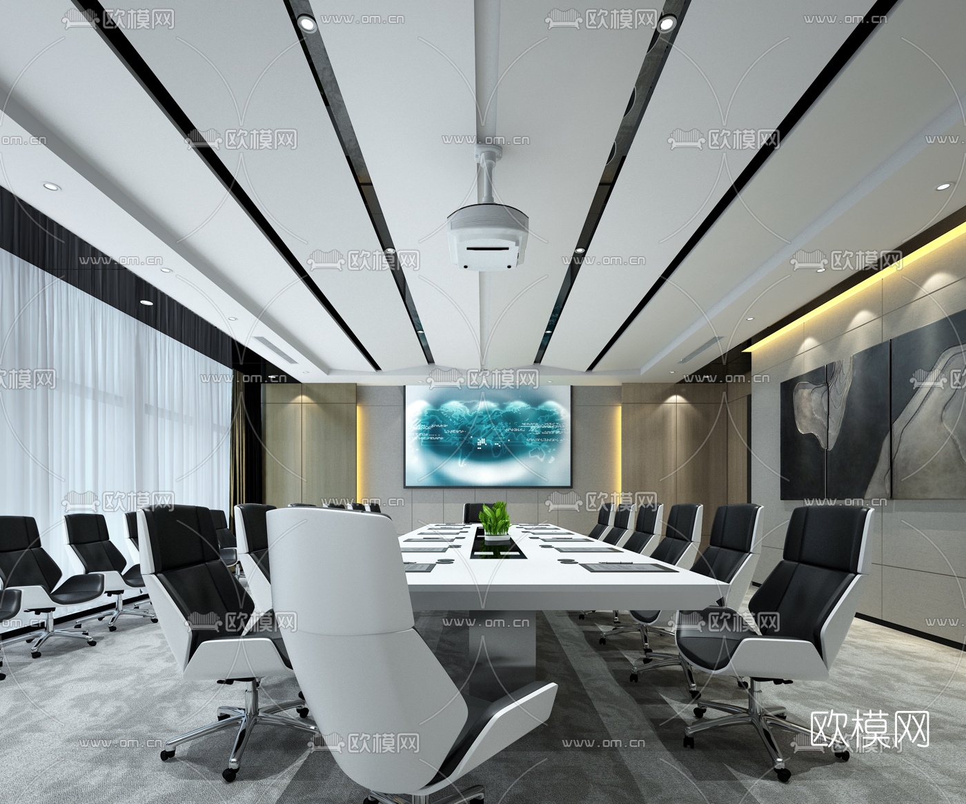 现代会议室免费3d模型下载_ID10202147_3dmax免费模型-欧模网