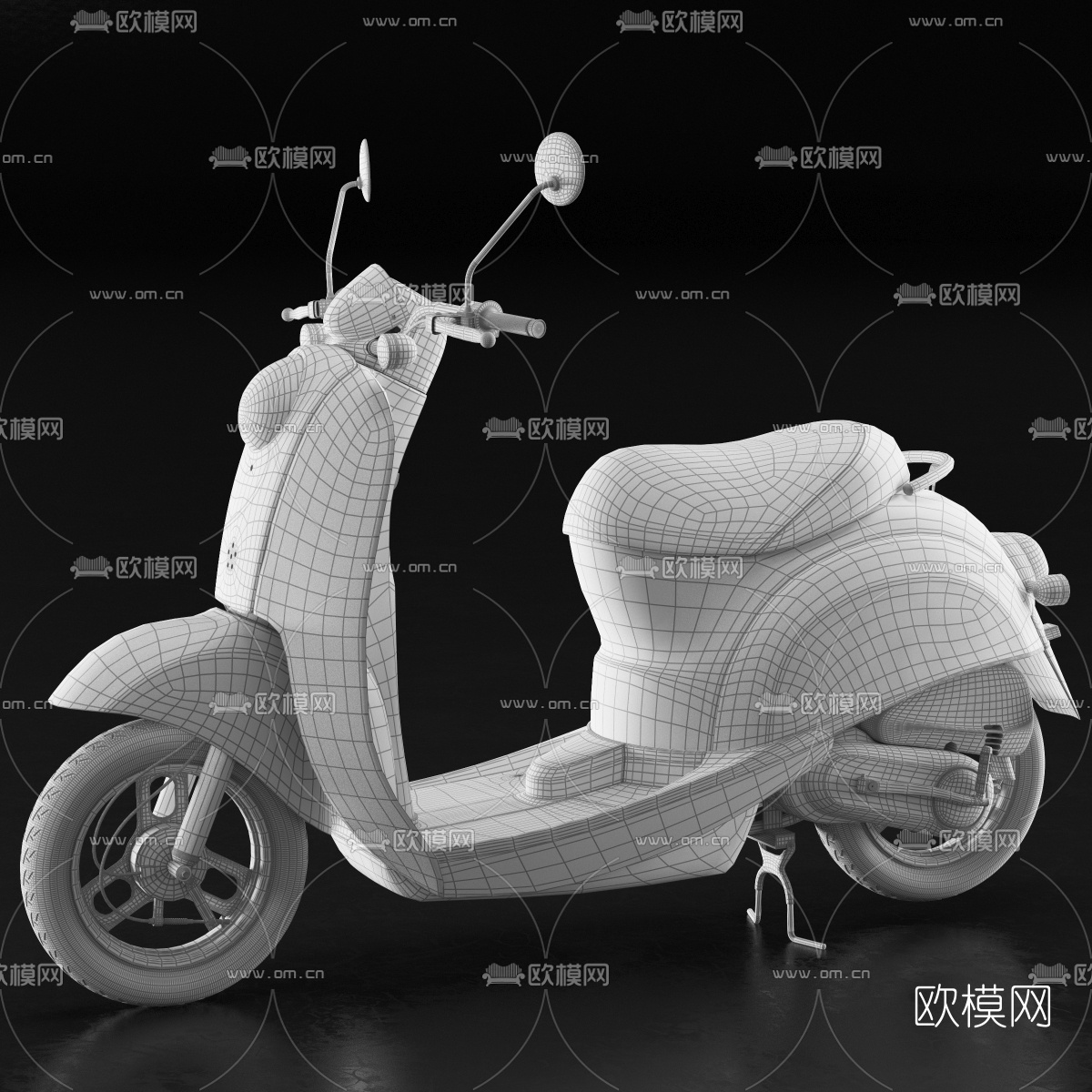现代踏板车摩托车3d模型下载（渲染图4）