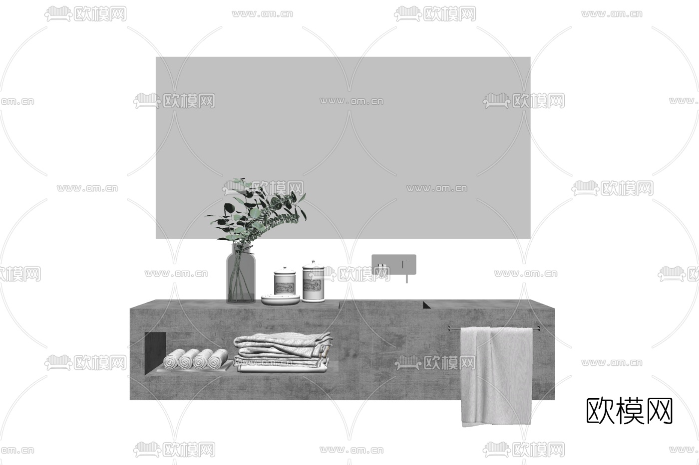 现代洗手台su模型下载