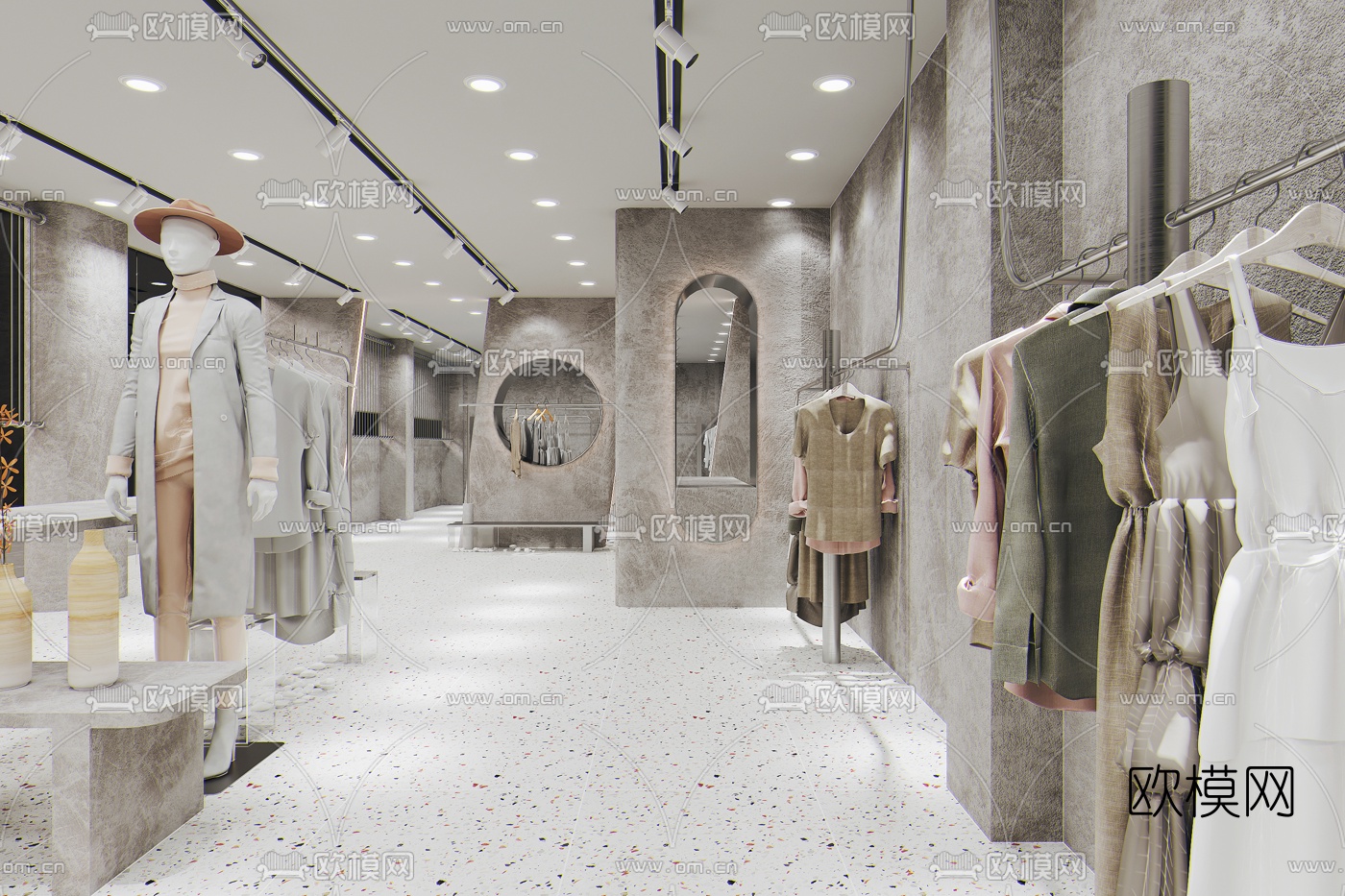 现代侘寂服装店3d模型