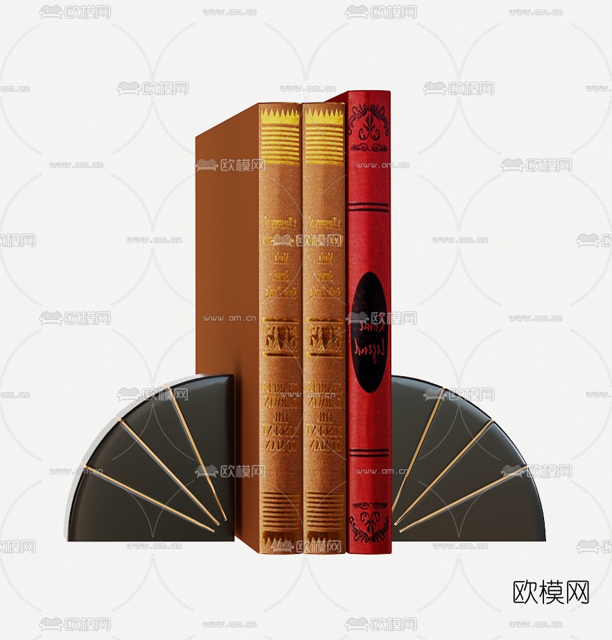 新中式盆景书籍摆件摆件3d模型