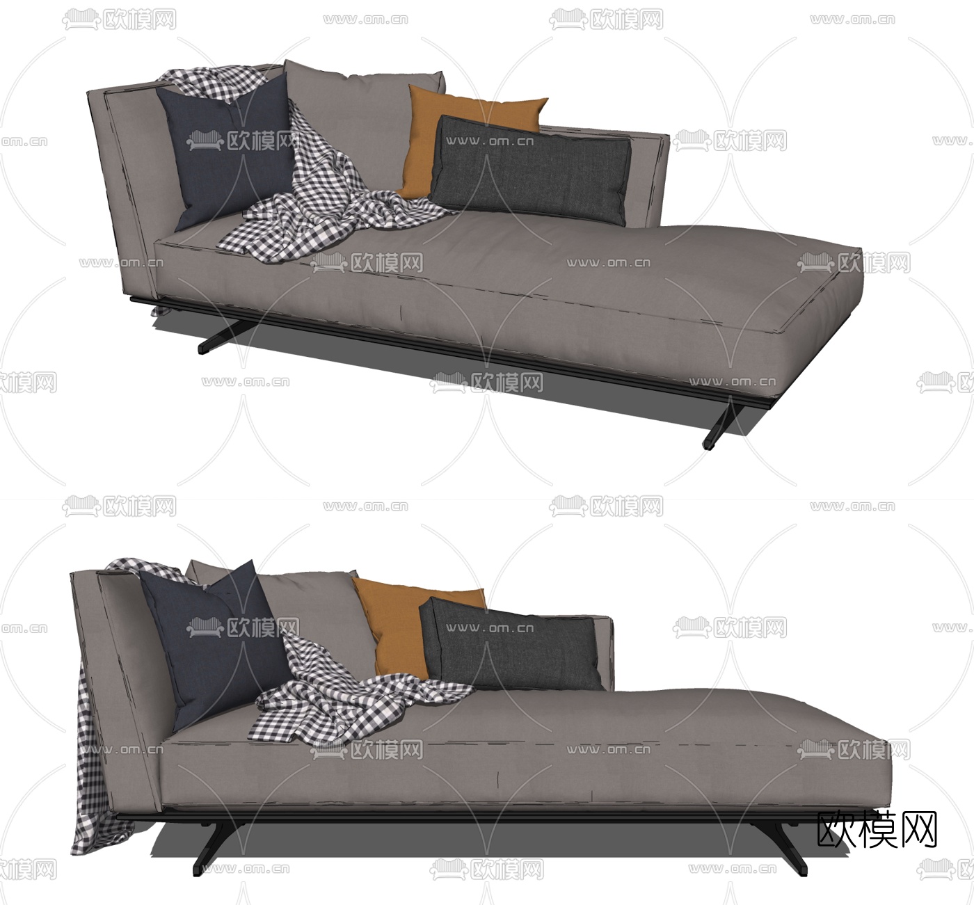 现代布艺贵妃椅su模型