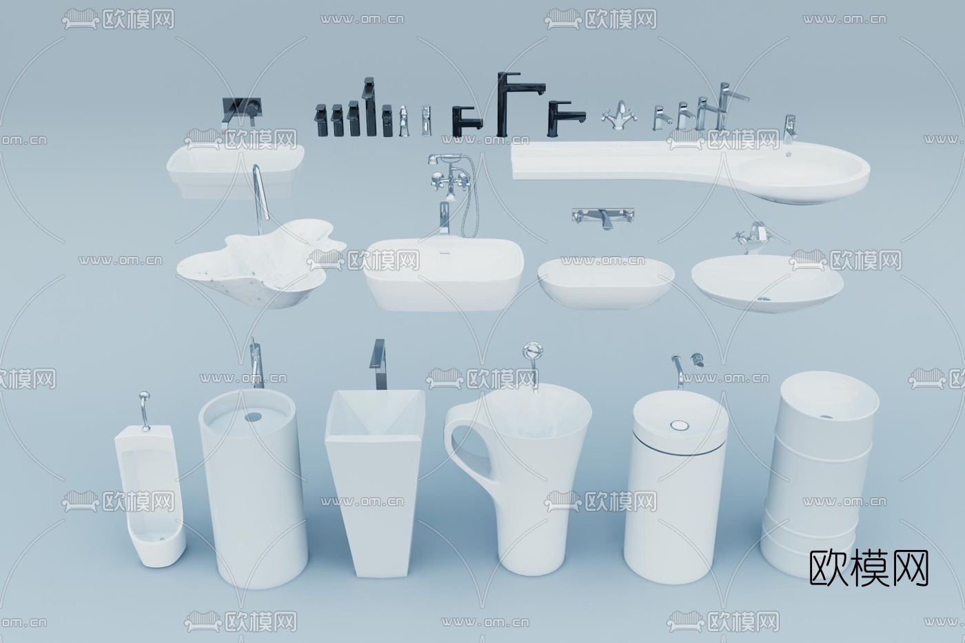 现代陶瓷洗手台su模型下载（渲染图1）