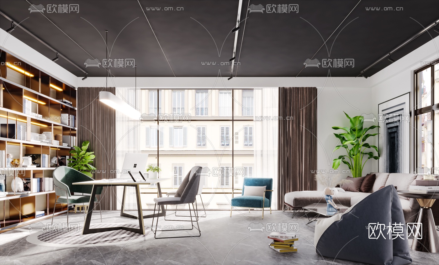 北欧总经理办公室3d模型下载（渲染图1）
