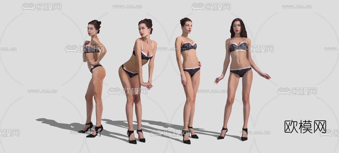 欧式比基尼美女人物su模型下载