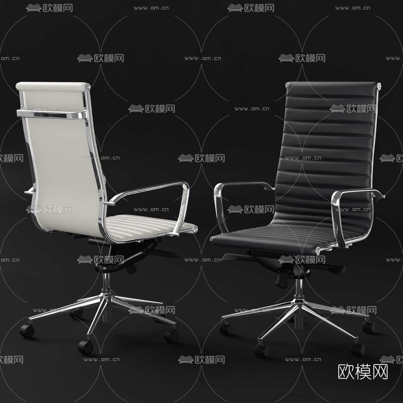 现代皮革办公椅转椅3d模型下载