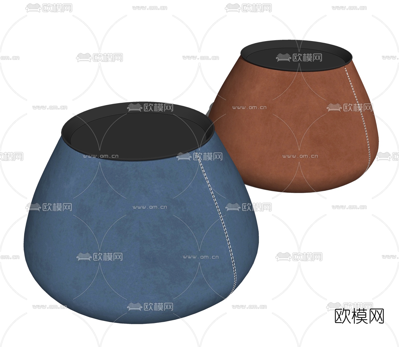 现代布艺矮凳su模型下载（渲染图2）