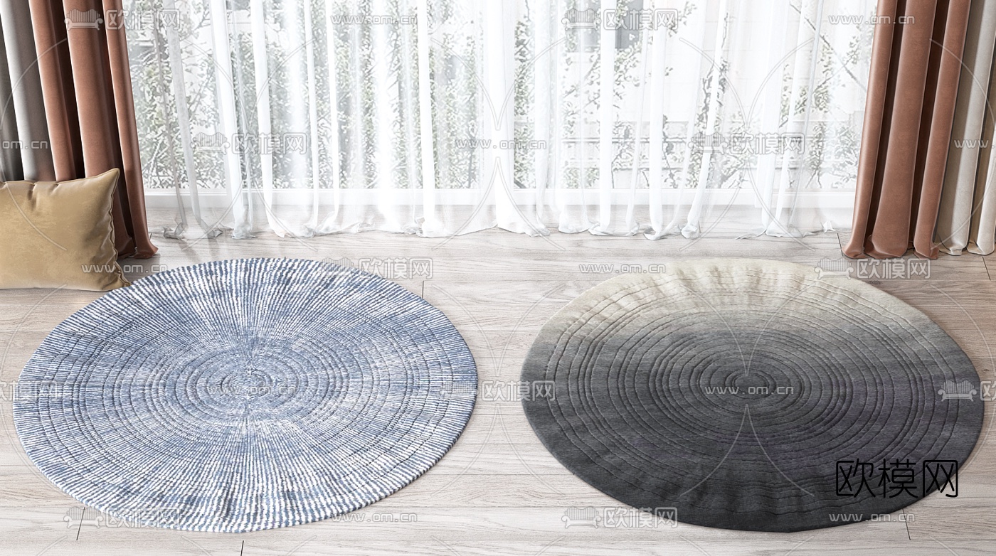 现代圆形地毯3d模型下载（渲染图2）