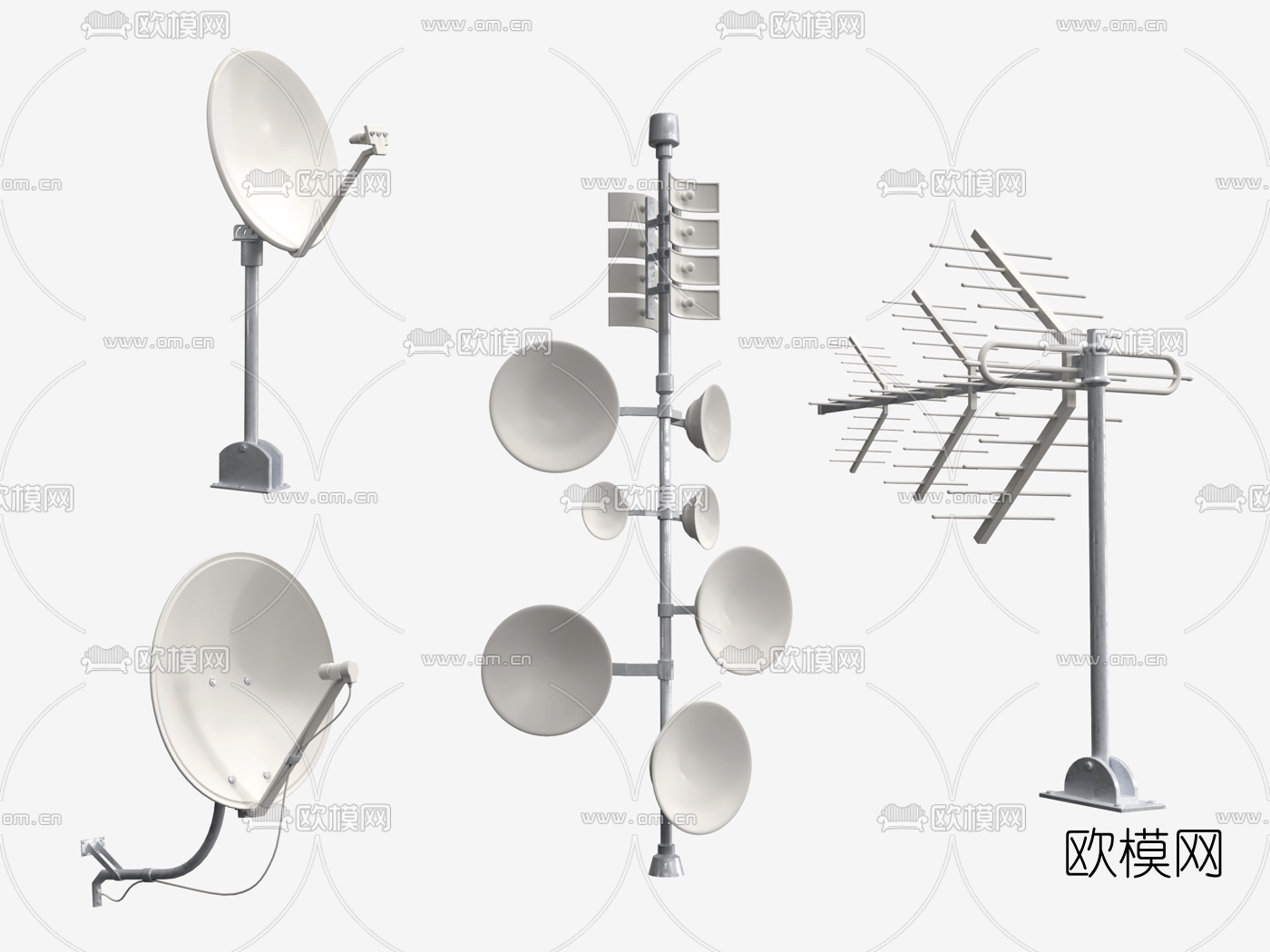 现代电视天线卫星信号接收器3d模型下载