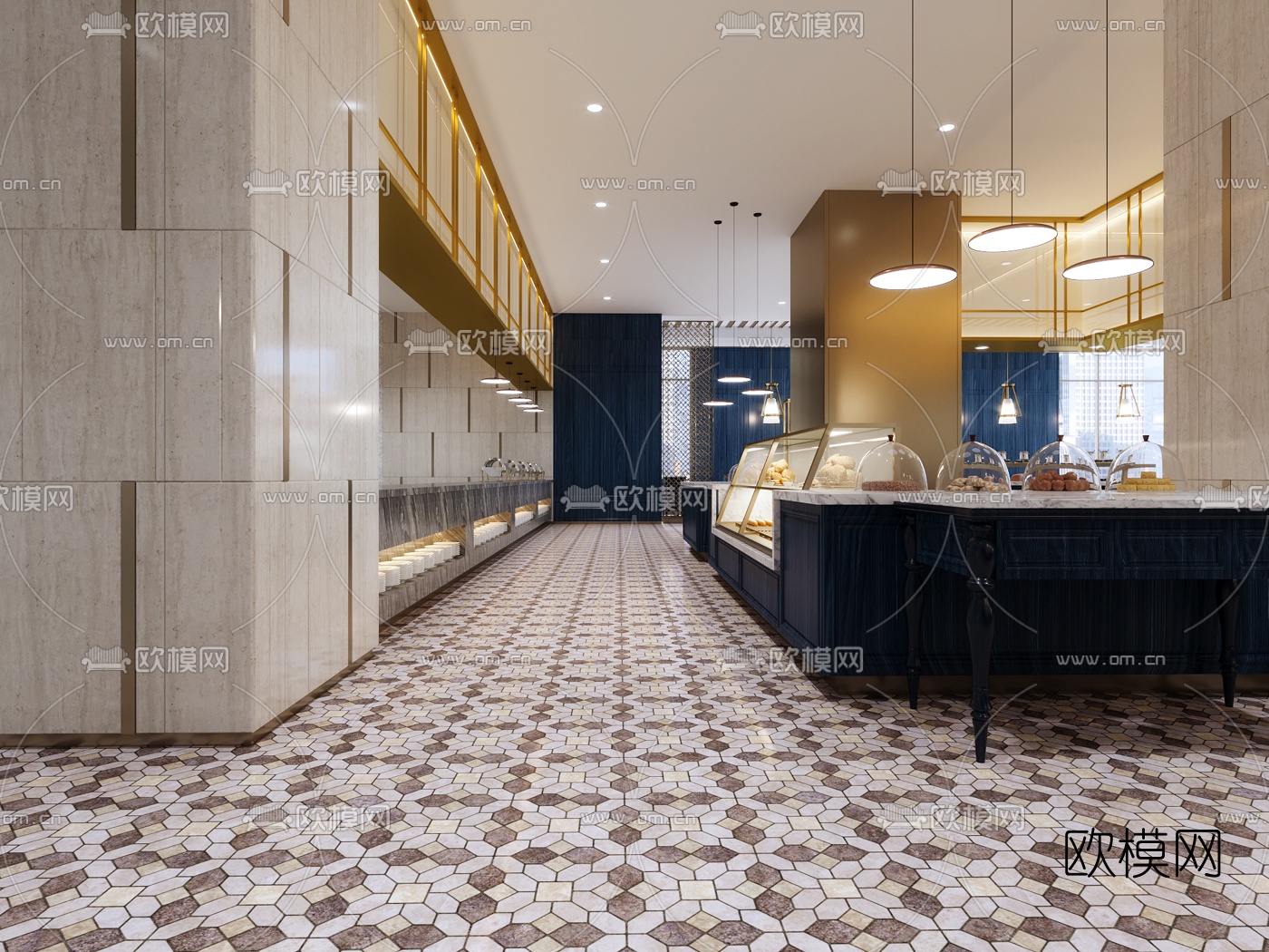 北欧简约自助餐厅3d模型下载（渲染图2）