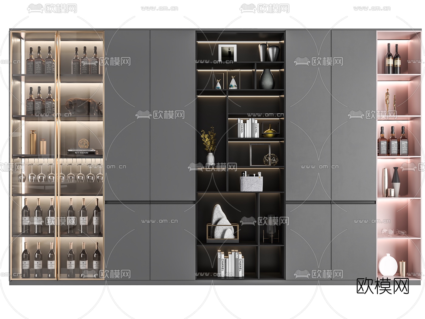 现代轻奢酒柜3d模型
