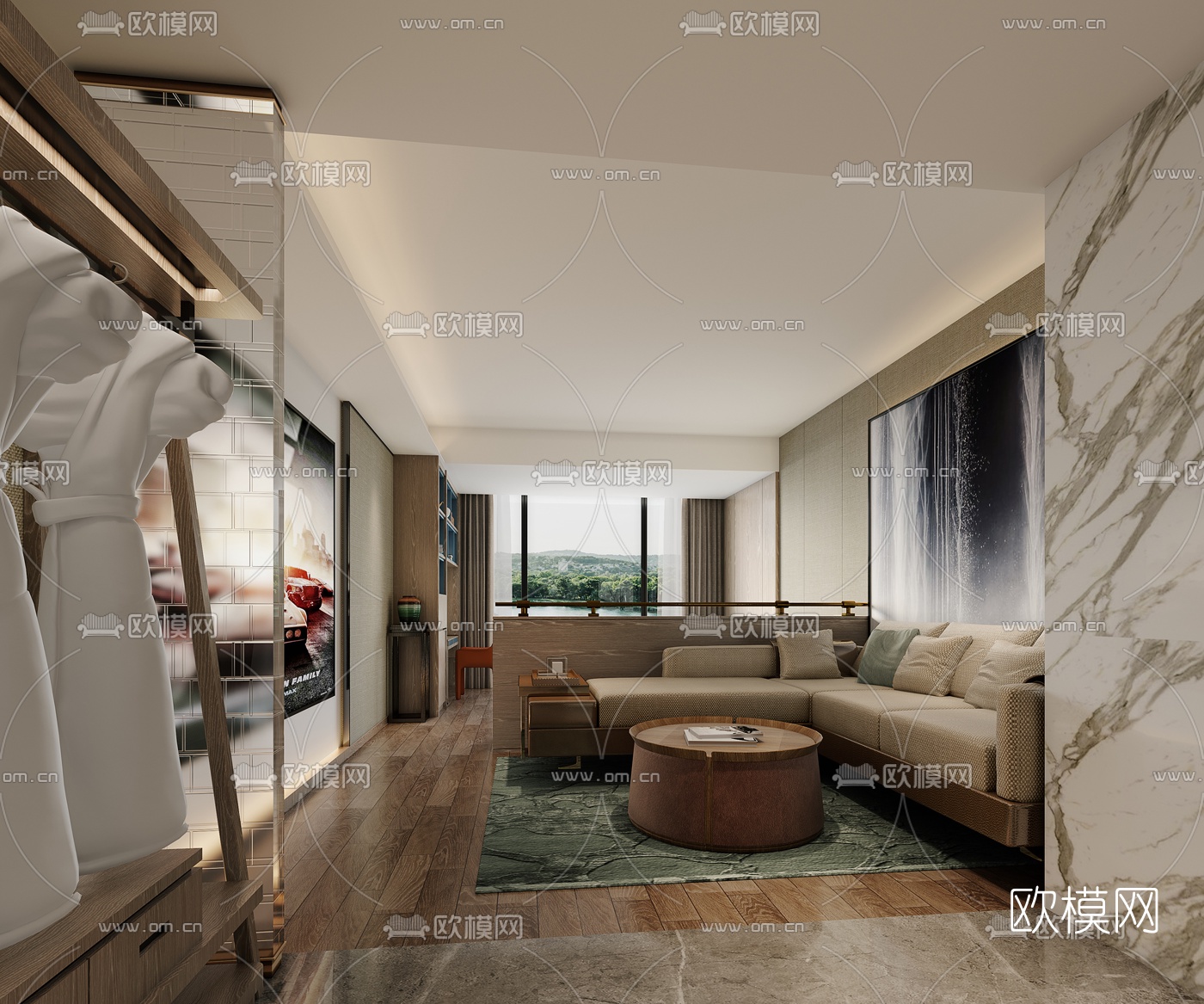 现代轻奢酒店客房套间3d模型