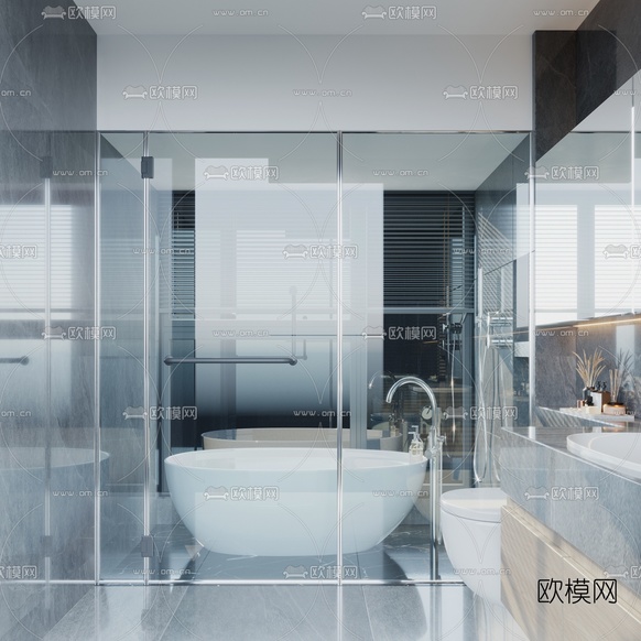 现代简约卫生间3d模型下载