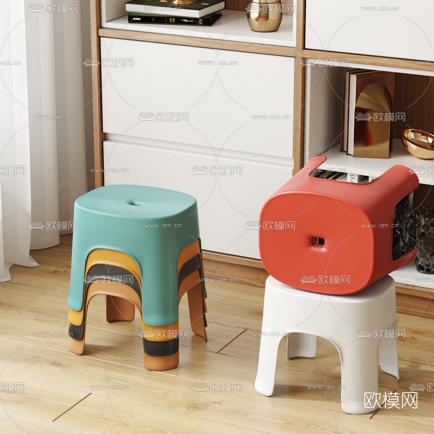 现代塑料小凳子3d模型下载