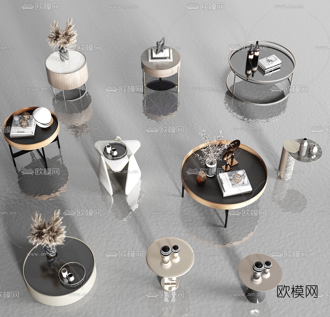 现代简约茶几圆几3d模型