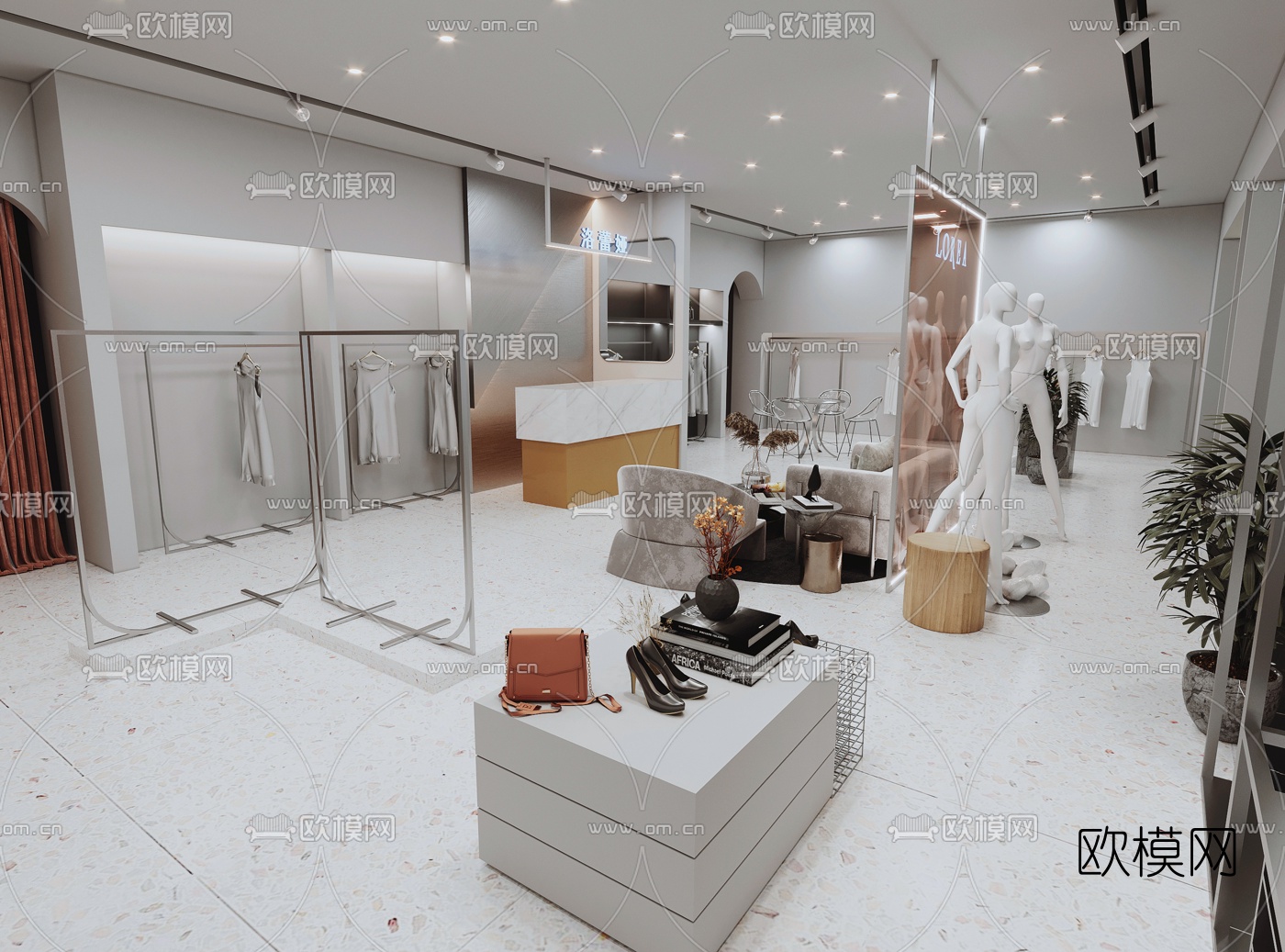现代女装服装店3d模型