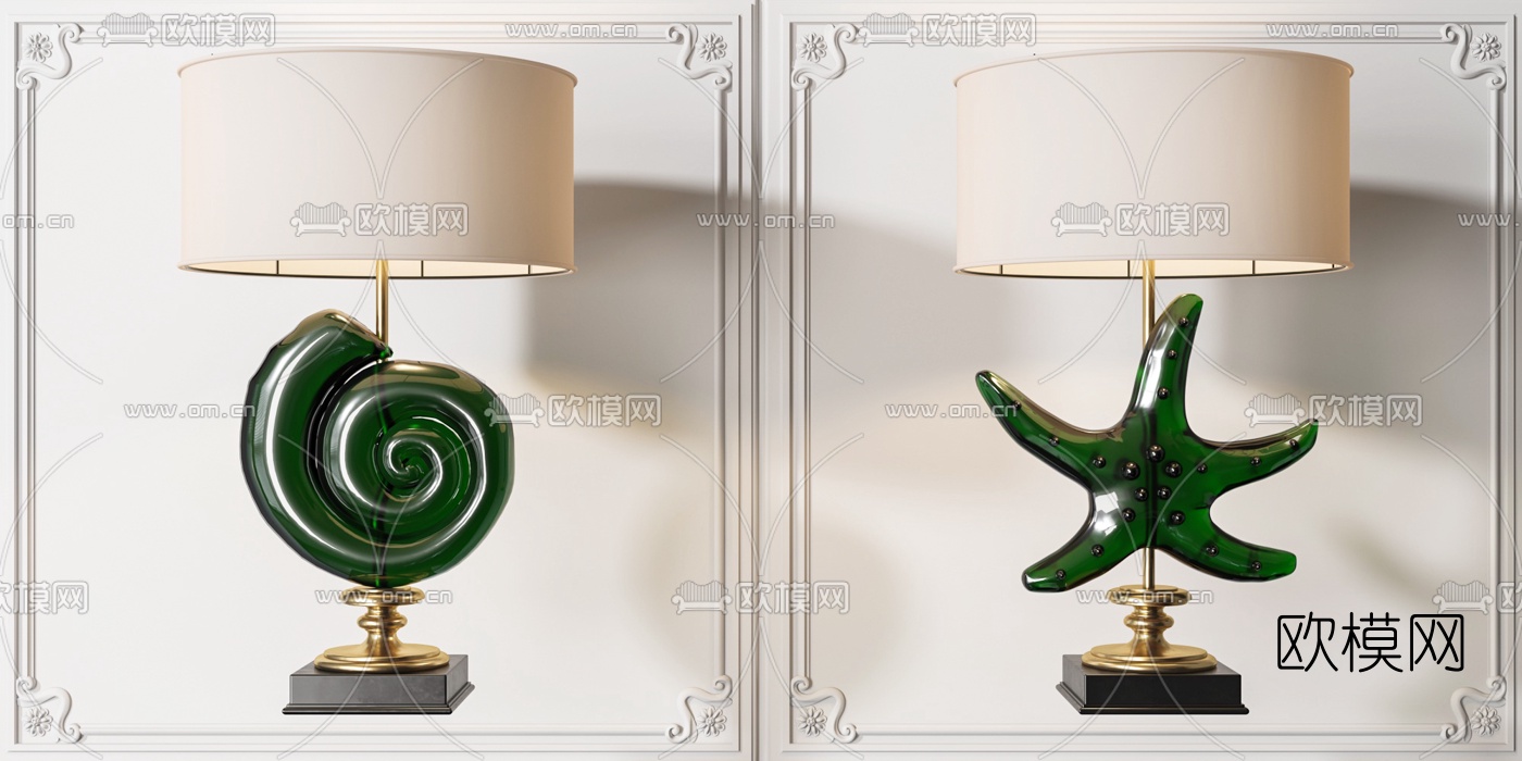 后现代翡翠海螺台灯3d模型下载（渲染图3）