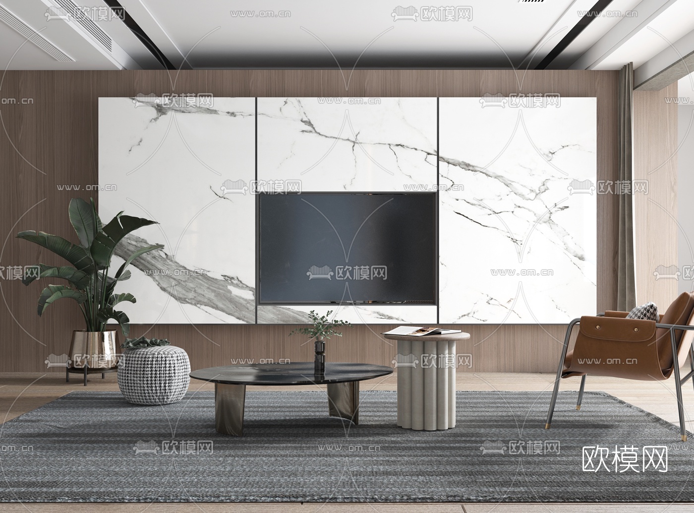 现代简约客厅3d模型
